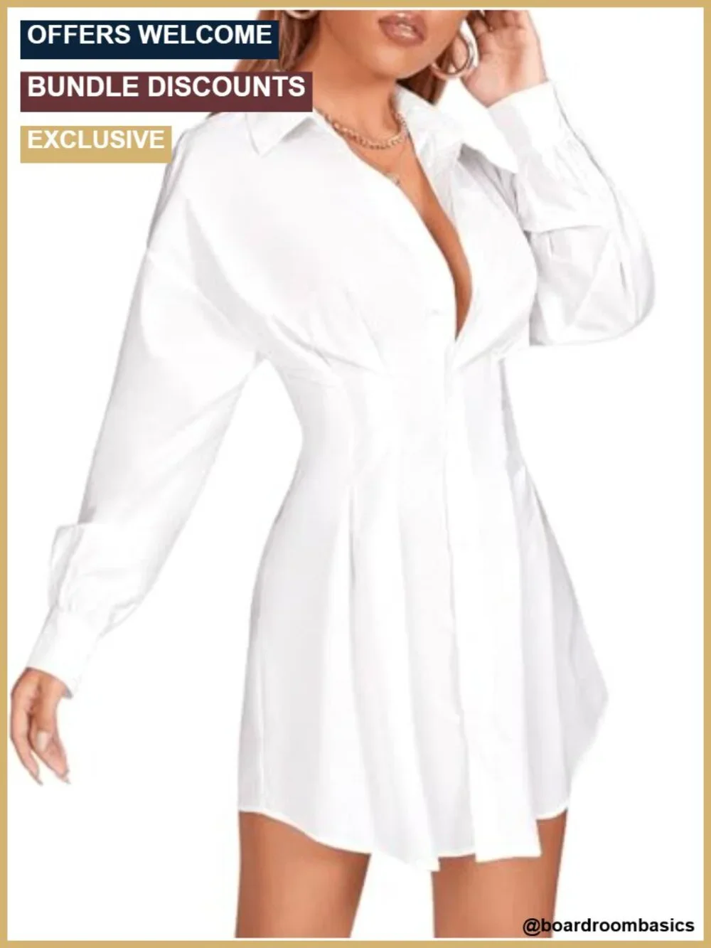 Women's Button Down T Shirt Dress Cinched Waist Brunch Outfits